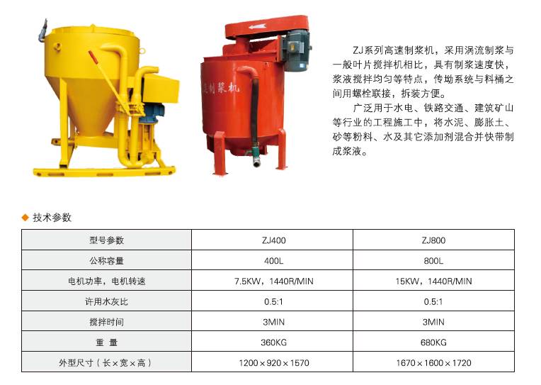 zj400高速制浆机技术参数